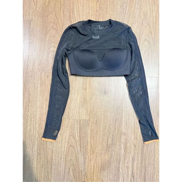 adidas Originals x IVY PARK Women's Black Long Sleeve Mesh Crop Top size S - Picture 7 of 9